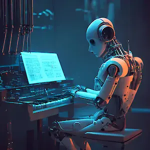 E-Klavier spielender Roboter